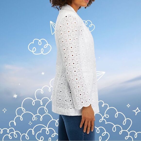 Industry Lapel Collar Long Sleeve One Button Closure Eyelet Lace Jacket Size 6 - Picture 2 of 14